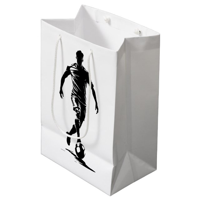 Minimalist Soccer Player Silhouette Art Gift Bag (Front Angled)