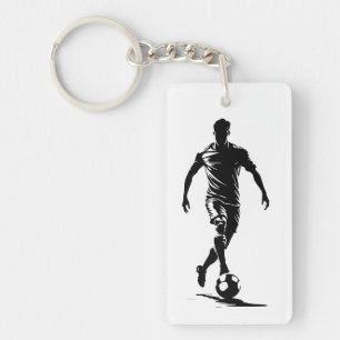Minimalist Soccer Player Silhouette Art Keychain
