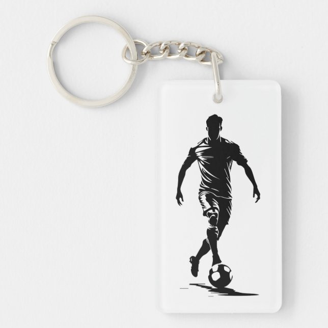 Minimalist Soccer Player Silhouette Art Keychain  (Front)