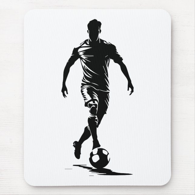 Minimalist Soccer Player Silhouette Art Mouse Pad (Front)