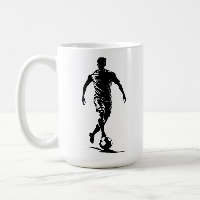 Minimalist Soccer Player Silhouette Art Mug (Left)