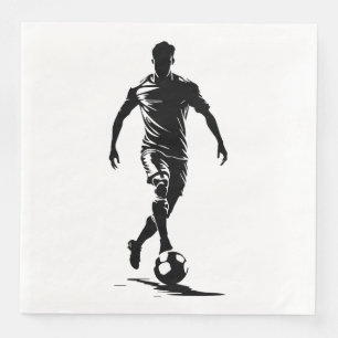 Minimalist Soccer Player Silhouette Art Napkins