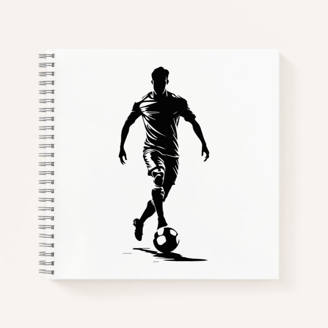 Minimalist Soccer Player Silhouette Art Notebook (Front)