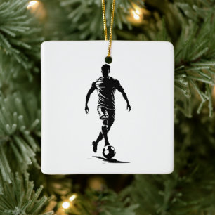 Minimalist Soccer Player Silhouette Art Ornament
