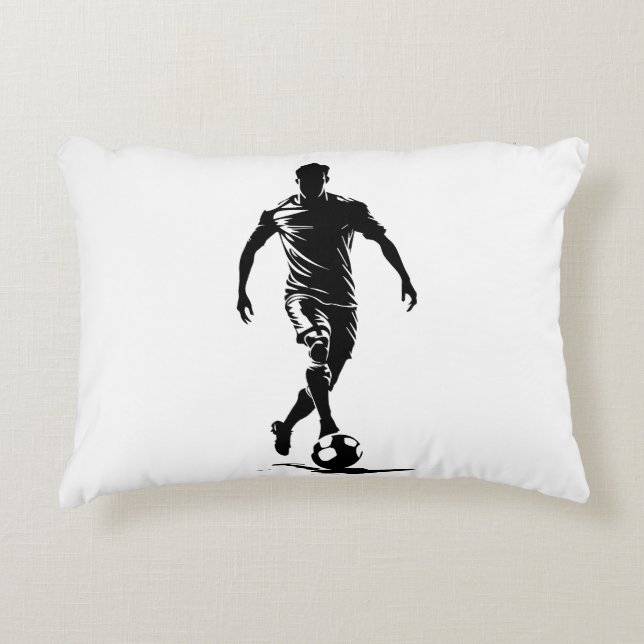 Minimalist Soccer Player Silhouette Art Pillow (Front)