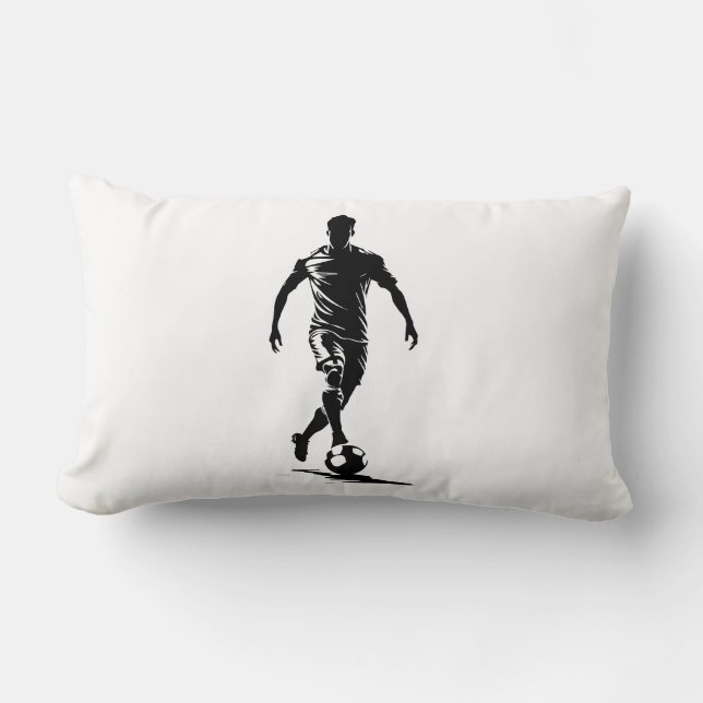 Minimalist Soccer Player Silhouette Art Pillow (Front)