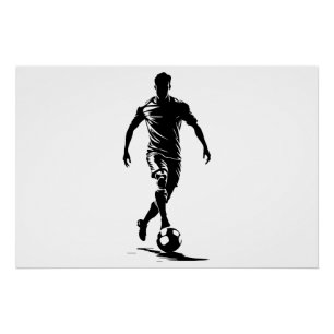Minimalist Soccer Player Silhouette Art Poster