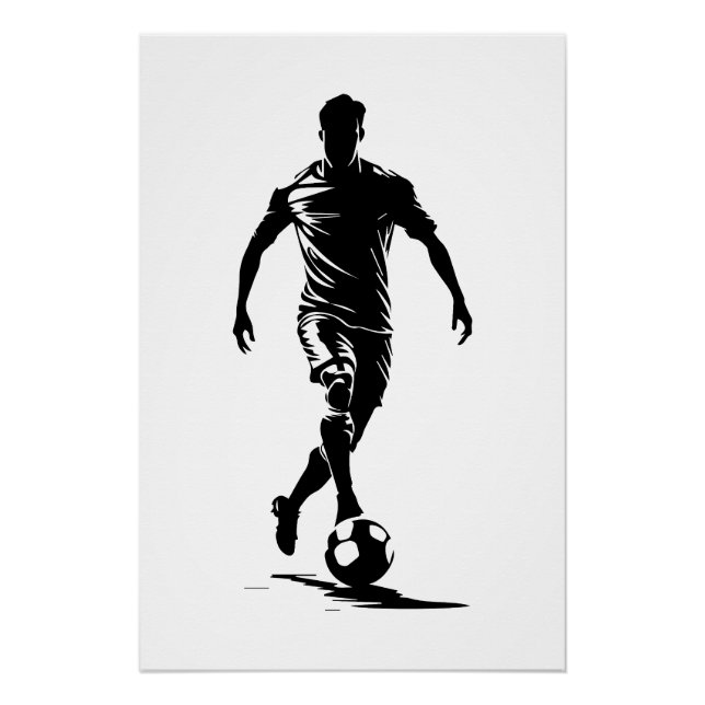 Minimalist Soccer Player Silhouette Art Poster (Front)