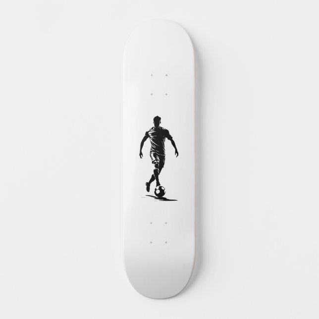 Minimalist Soccer Player Silhouette Art Skateboard (Front)