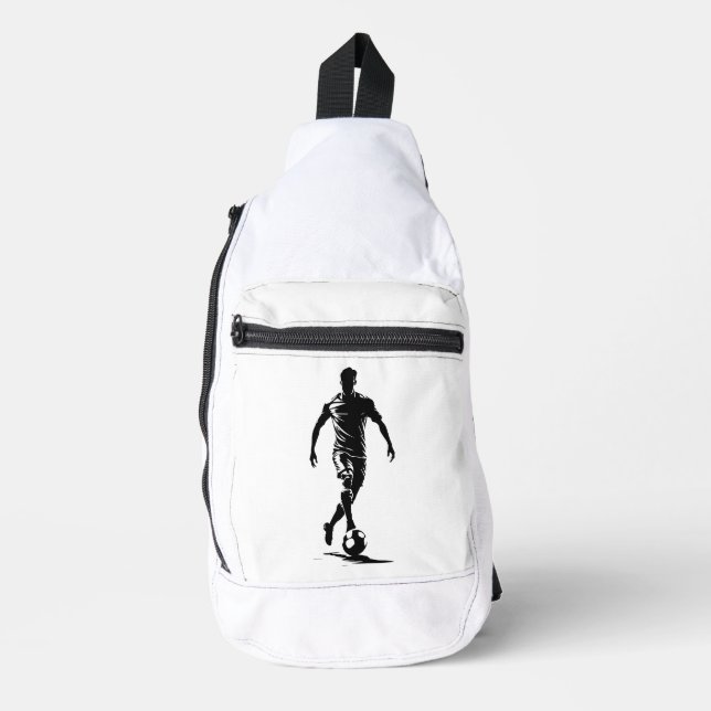 Minimalist Soccer Player Silhouette Art Sling Bag (Front)