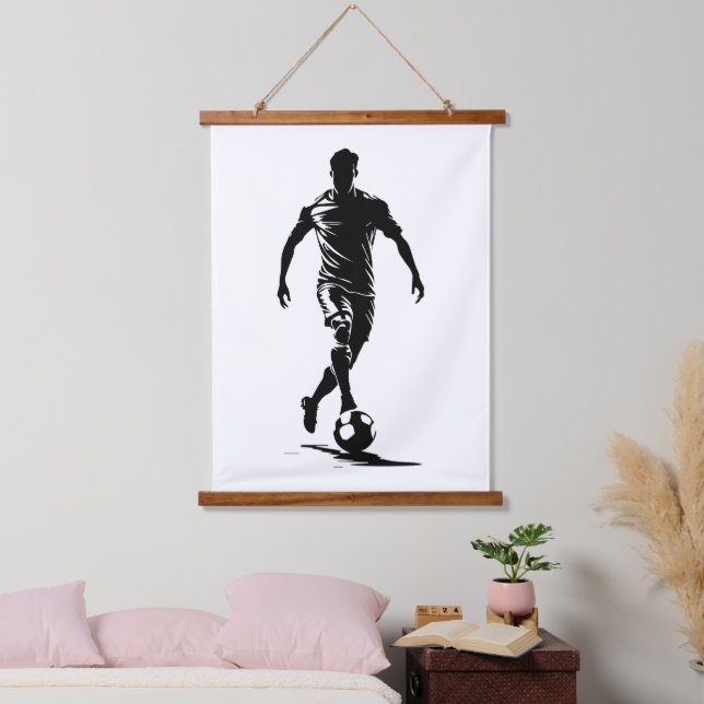 Minimalist Soccer Player Silhouette Art Tapestry (Bedroom)