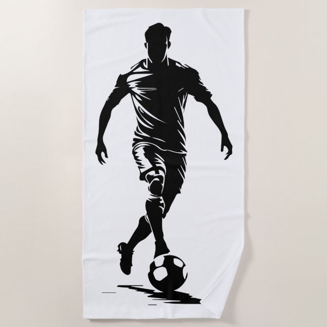 Minimalist Soccer Player Silhouette Art Towel (Front)
