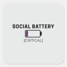 Minimalist Social Battery Low Sticker