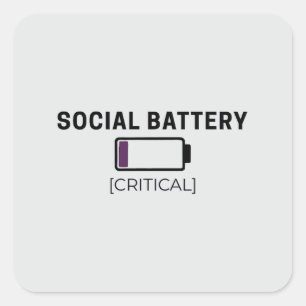 Minimalist Social Battery Low Sticker