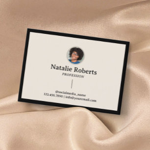 Minimalist Social Media Black Framed Custom Photo Business Card