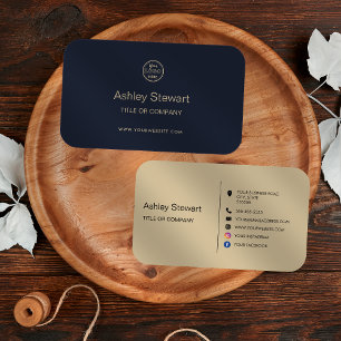 Minimalist Social media Website Logo Modern Navy Business Card