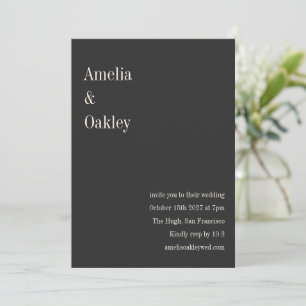Minimalist Soft Black Elegant Modern Wedding Invitation
