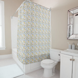 Minimalist Soft Blue Off-white Gold Pattern Shower Shower Curtain