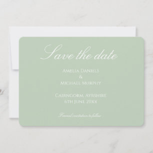 Minimalist Soft Green and white Save The Date Card