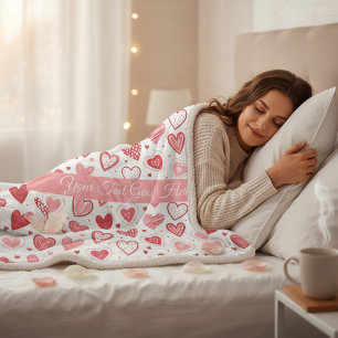 Minimalist Soft Heart Sketch Pattern Sherpa Blanket