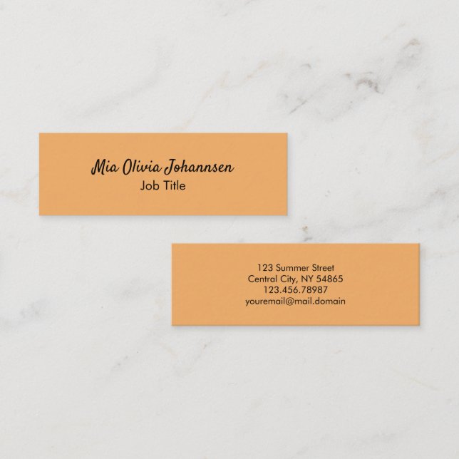 Minimalist Soft Orange Mini Business Card (Front/Back)