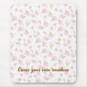 Minimalist Soft Pastel Blush Pink Floral Petals Mouse Pad