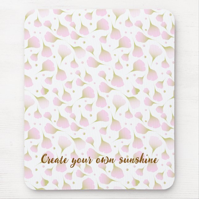 Minimalist Soft Pastel Blush Pink Floral Petals Mouse Pad (Front)