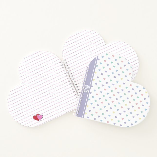 Minimalist Soft Pastel Heart Pattern Personalized Notebook (Inside)