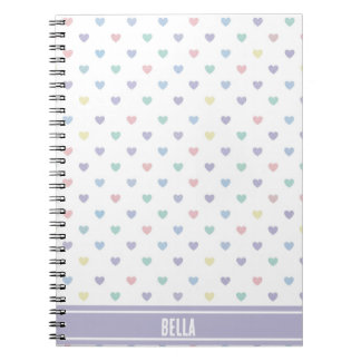 Minimalist Soft Pastel Heart Pattern Personalized Notebook