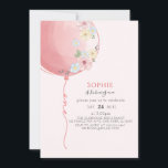 Minimalist Soft Pink Balloon Baby's 1st Birthday Invitation<br><div class="desc">For more advanced customisation of this design,  simply select the "Customise It" button above!</div>