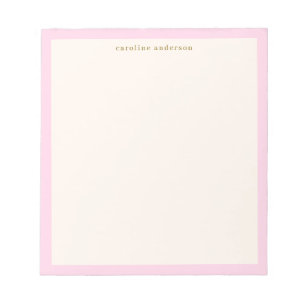 Minimalist Soft Pink Border Personalised Name Notepad