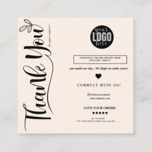 Minimalist soft thank you for supporting my small square business card