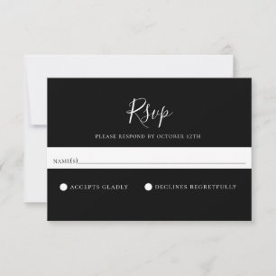 Minimalist Solid Black Wedding RSVP Card