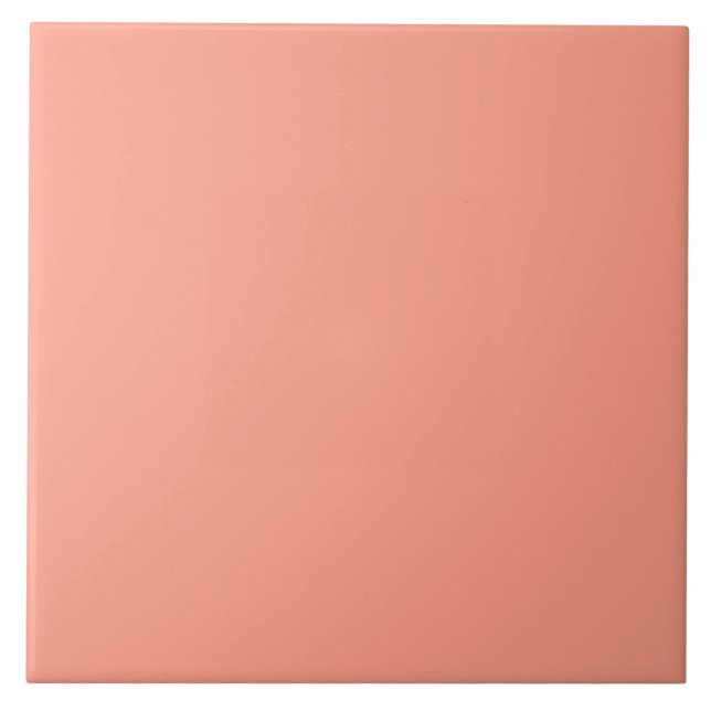 Minimalist Solid Color Orange Soft Pink Coral Tile (Front)