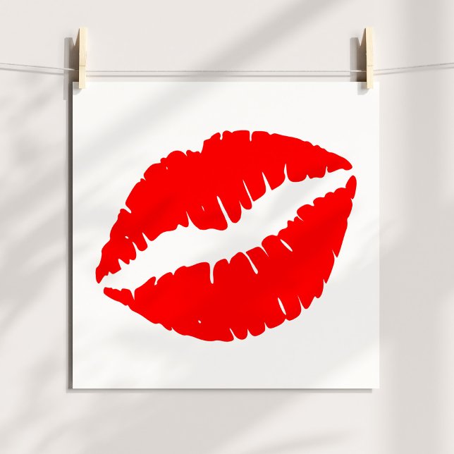Minimalist Solid Color Red Kiss Poster (Minimalist Solid Color Red Kiss Poster)