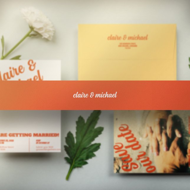 Minimalist Solid Colour Retro Wedding Invitation Belly Band (Creator Uploaded)