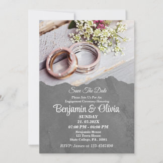 Minimalist Sophisticated Grey  Engagement  Invitation