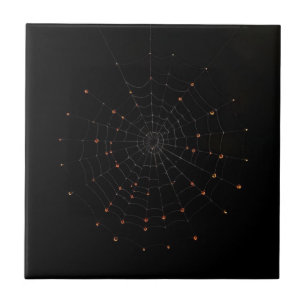 Minimalist Spider Web Halloween Ceramic Tile