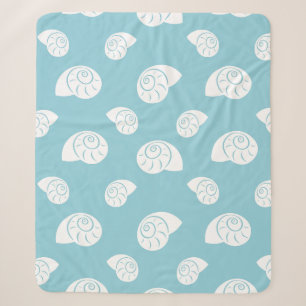 Minimalist Spiral Seashell Coastal Pattern Sherpa Blanket