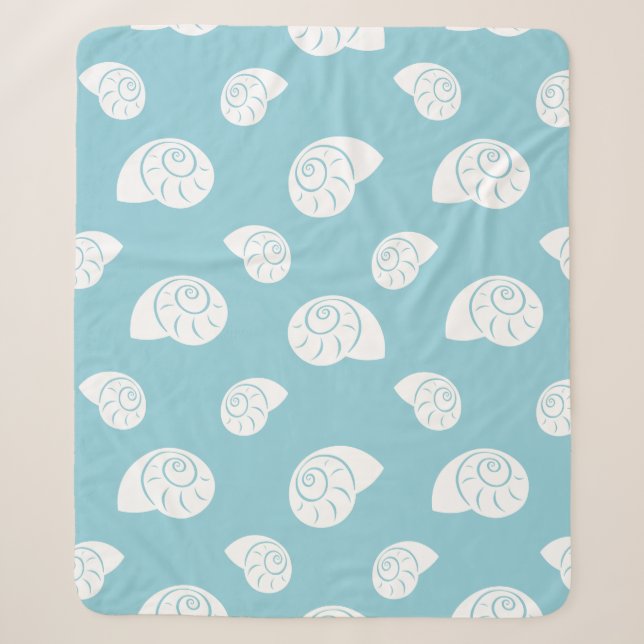 Minimalist Spiral Seashell Coastal Pattern Sherpa Blanket (Front)