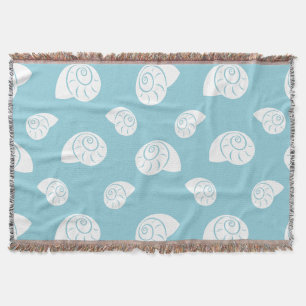 Minimalist Spiral Seashell Coastal Pattern Throw Blanket
