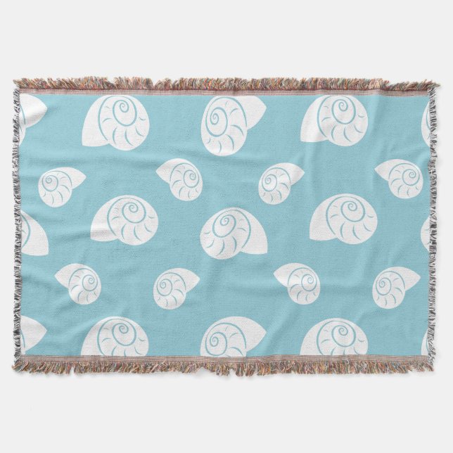 Minimalist Spiral Seashell Coastal Pattern Throw Blanket (Front)