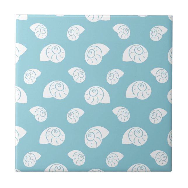 Minimalist Spiral Seashell Coastal Pattern Tile (Front)