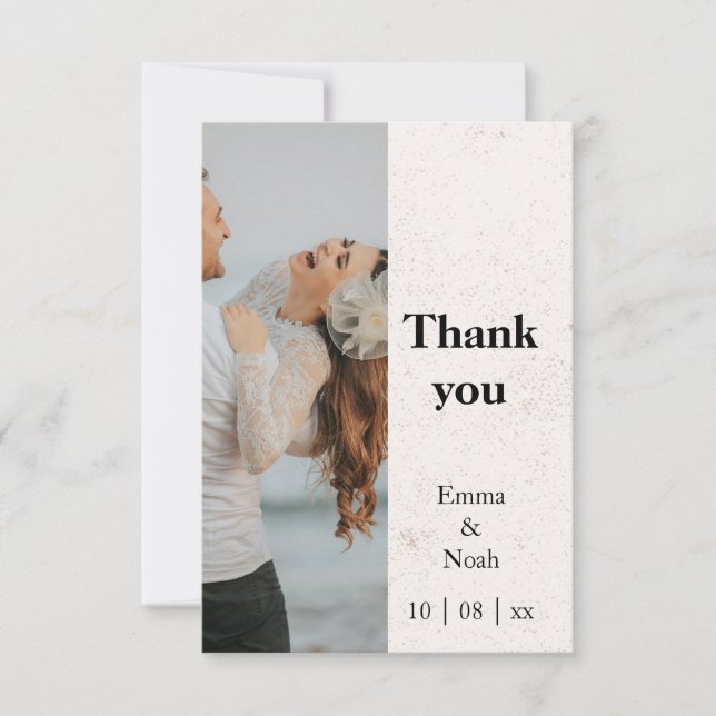 Minimalist Split-Design Wedding Thank You Card (Front)
