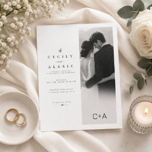 Minimalist Split Layout Vertical Photo Wedding Invitation