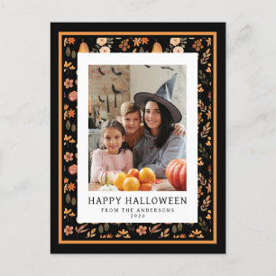 Minimalist Spooky Happy Halloween 1 Photo Holiday Postcard