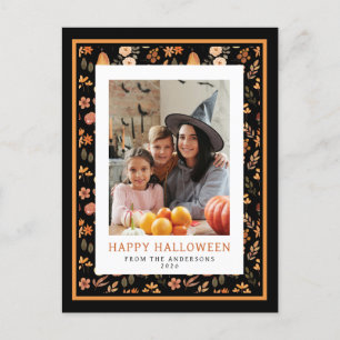 Minimalist Spooky Happy Halloween 1 Photo Holiday Postcard