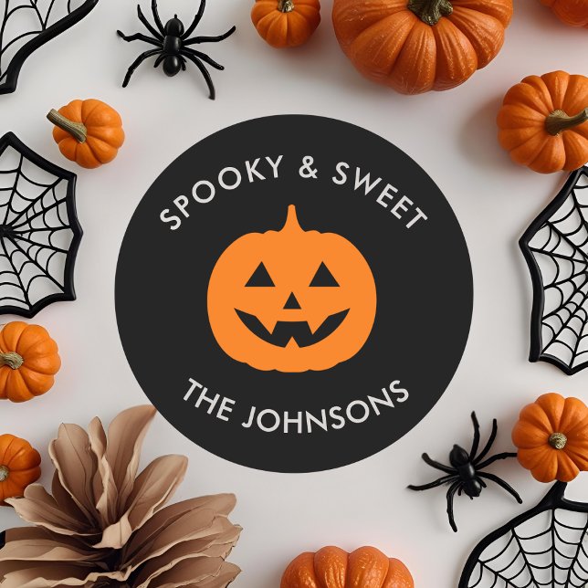 Minimalist Spooky Vibes – Personalised Halloween  Classic Round Sticker (Creator Uploaded)