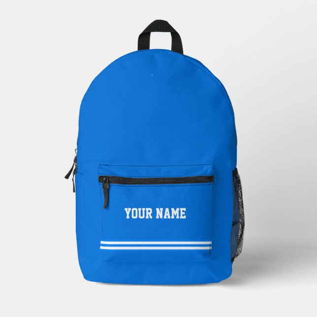 Minimalist Sport Blue Stripes Elegant Printed Backpack (Front)