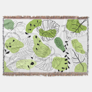 Minimalist Spring Breeze Botanical Doodle Throw Blanket
